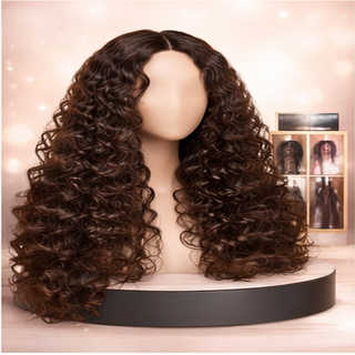 HUMAN HAIR BLEND WIGS CURLY & WAVY WIG