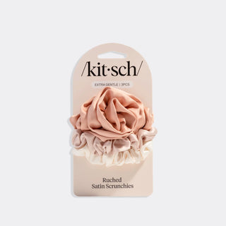 Kitsch Rosette Ruched Satin Scrunchies 3pc SetTerracotta