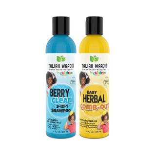 TALIAH WAAJID SHAMPOO AND CONDITIONER DUO FOR KIDS|BERRY CLEAN 3-IN-1 -8 OZ| EASY HERBAL COMB OUT 8 OZ