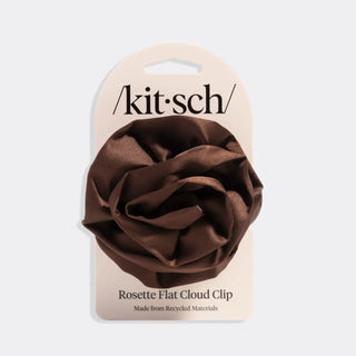 Kitsch Satin Rosette Medium Flat Cloud Clip Chocolate