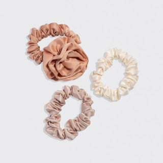 Kitsch Rosette Ruched Satin Scrunchies 3pc SetTerracotta