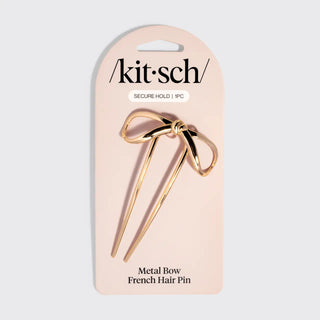 Kitsch Mini Metal Bow French Hair Pin - Gold
