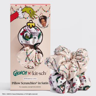 Kitsch The Grinch X Kitsch Satin Pillow scrunchies in Cindy Lou Who