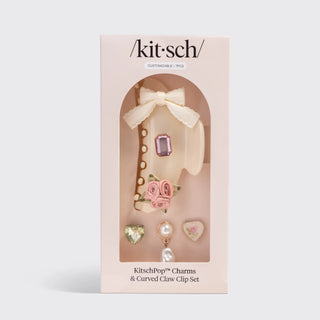 Kitsch Kitschpop Curved Claw Clip 7pc Set Vintage- Pearlized Cream