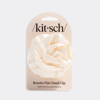 Kitsch Satin Rosette Medium Flat Cloud Clip Cream