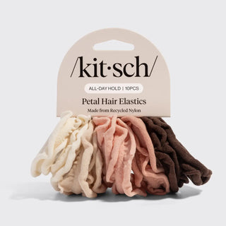 Kitsch Recycled Fabric Petal Hair Elastics 10pc Set - Blush