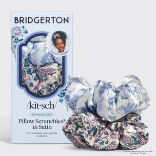 Kitsch Bridgerton X Satin Pillow Scrunchies in Toile in Bloom