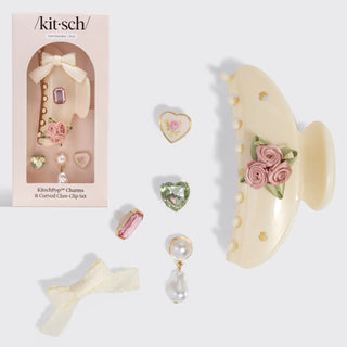 Kitsch Kitschpop Curved Claw Clip 7pc Set Vintage- Pearlized Cream