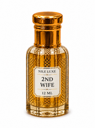 NILE LUXE OUD OIL 2ND WIFE - Elegant Gold Bottle with Intricate Design for Sophisticated Aromas - Luxurious Fragrance for Gifting or Personal Use