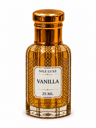 NILE LUXE Oud Oil Vanilla Fragrance - Elegant Gold Bottle with Intricate Design for Sophisticated Aromas