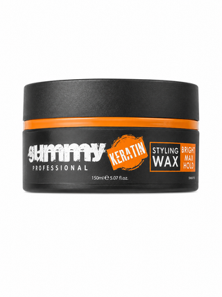 Gummy Keratin styling wax with strong hold and bright finish