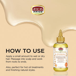 African Pride Moisture Miracle 5 Essential Oils (Castor, Grapeseed, Argan, Coconut & Olive) 118ml/4oz