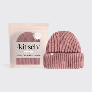 Kitsch Glazey Satin-Lined Beanie in Blush