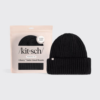 Kitsch Glazey Satin-Lined Beanie in Black