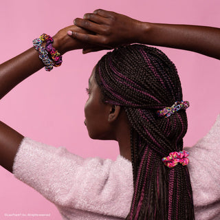 Kitsch Lisa Frank x Kitsch Ruched Satin Scrunchies in Rainbow Leopard