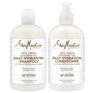 Shea Moisture 100% Virgin Coconut Oil Daily Hydration Shampoo & Conditioner 384ml Each