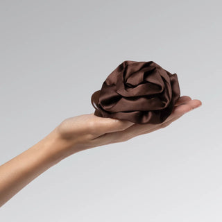 Kitsch Satin Rosette Medium Flat Cloud Clip Chocolate