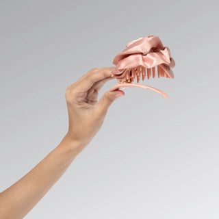 Kitsch Satin Rosette Medium Flat Cloud Clip Terracotta