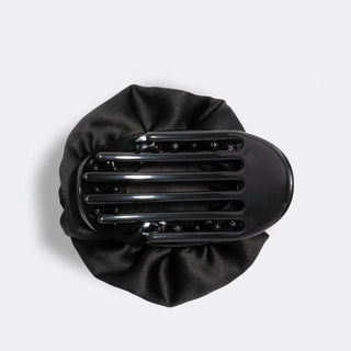 Kitsch Satin Rosette Medium Flat Cloud Clip Black