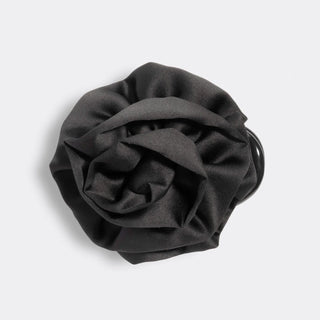 Kitsch Satin Rosette Medium Flat Cloud Clip Black